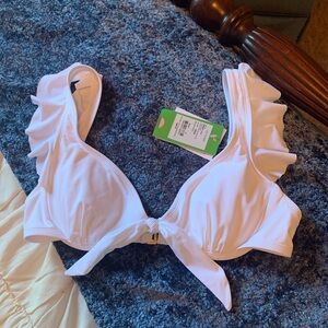 FINAL PRICE Lilly Pulitzer Laurel ruffled bikini top resort white 4 NWT